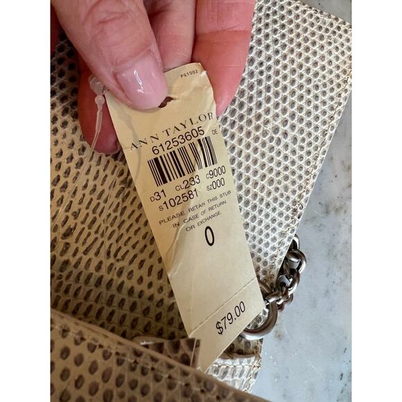 Ann Taylor white python leather shoulder bag chain detail - Picture 7 of 8